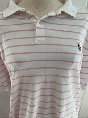 Ralph Lauren White Polo with Light Pink Stripes